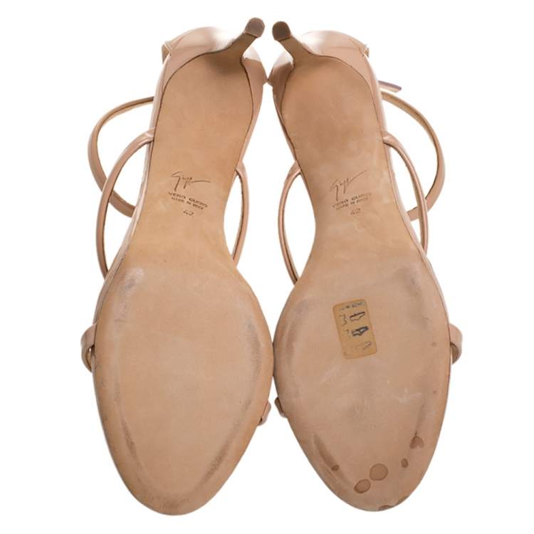 Pre Owned Giuseppe Zanotti Beige Patent Leather Harmony Sandals Size 42