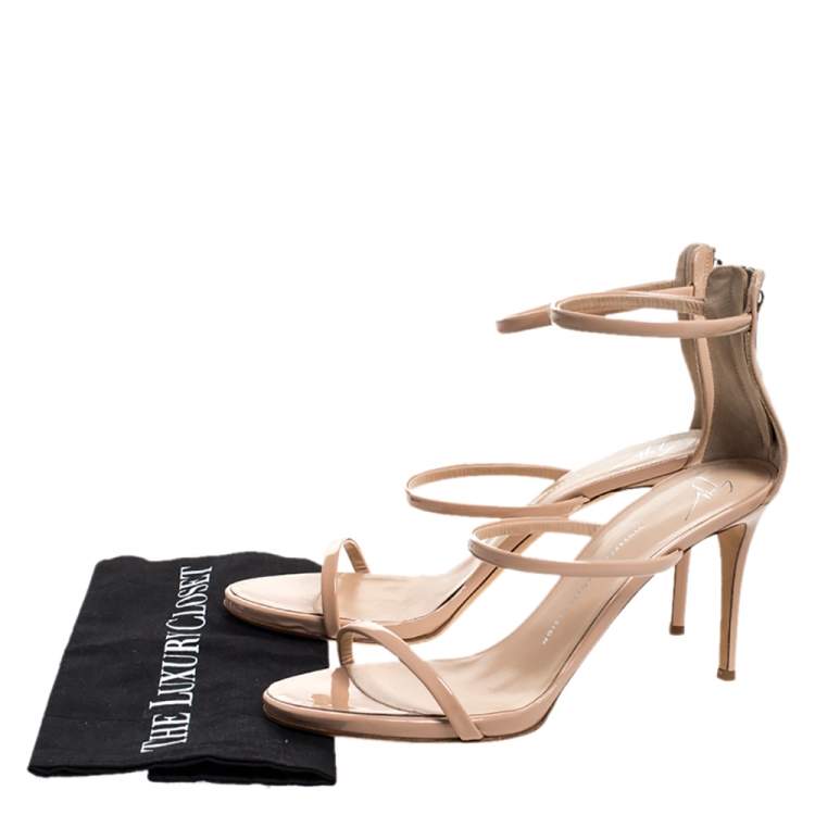Pre Owned Giuseppe Zanotti Beige Patent Leather Harmony Sandals Size 42
