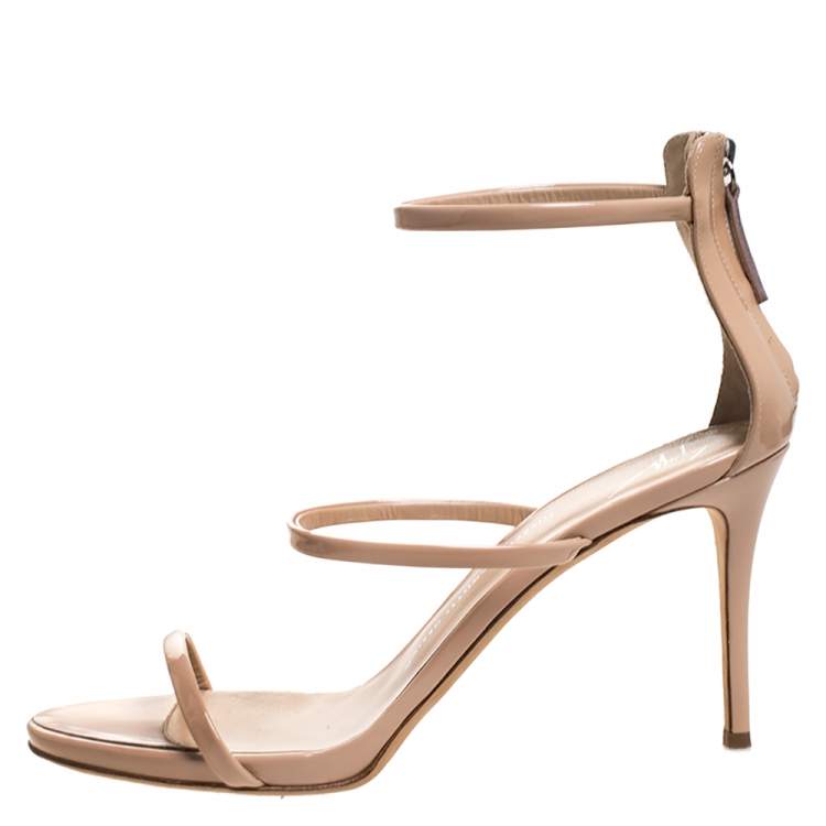 Pre Owned Giuseppe Zanotti Beige Patent Leather Harmony Sandals Size 42