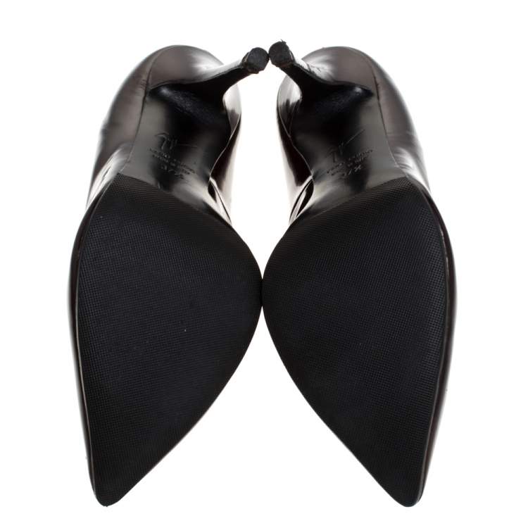 Pre Owned Giuseppe Zanotti Burgundy Patent Leather Pointed Toe Pumps Size 37.5