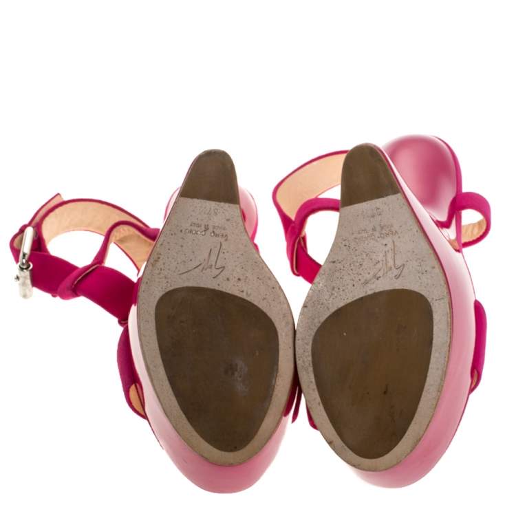 Pre Owned Giuseppe Zanotti Pink Suede T Strap Platform Heel Less Wedge Sandals Size 37.5
