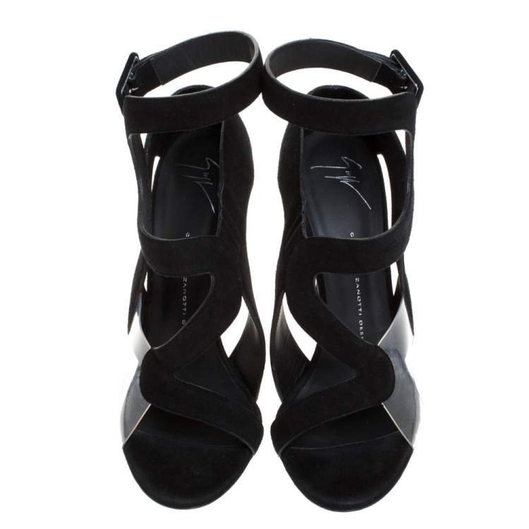مملوكة مسبقًا Giuseppe Zanotti  Black Suede and PVC Summer Sandals Size 40