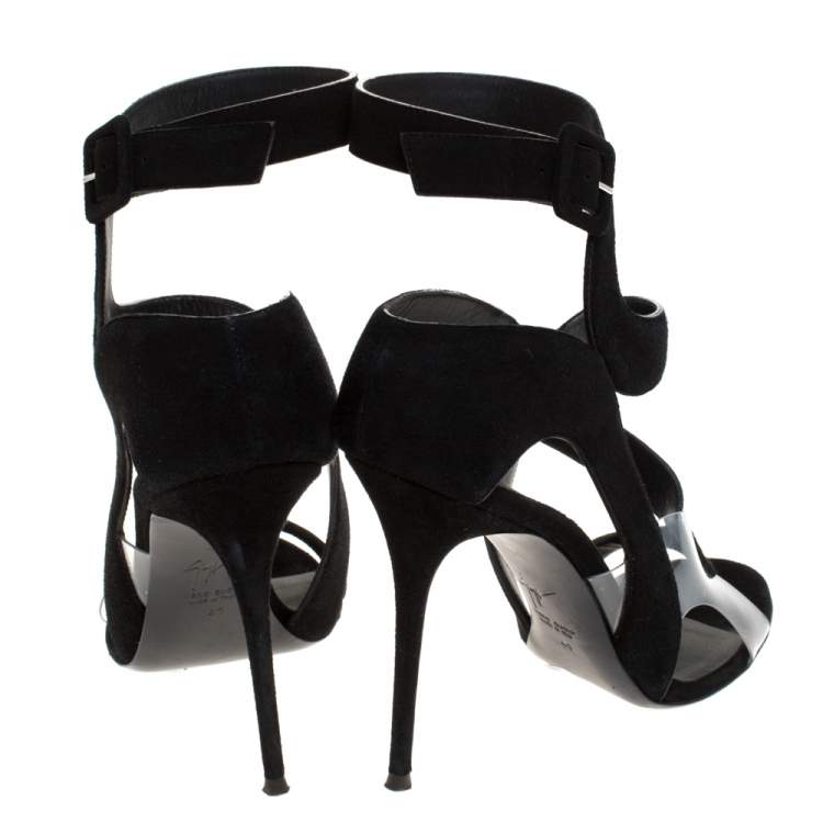 مملوكة مسبقًا Giuseppe Zanotti  Black Suede and PVC Summer Sandals Size 40