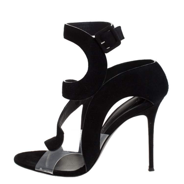 مملوكة مسبقًا Giuseppe Zanotti  Black Suede and PVC Summer Sandals Size 40