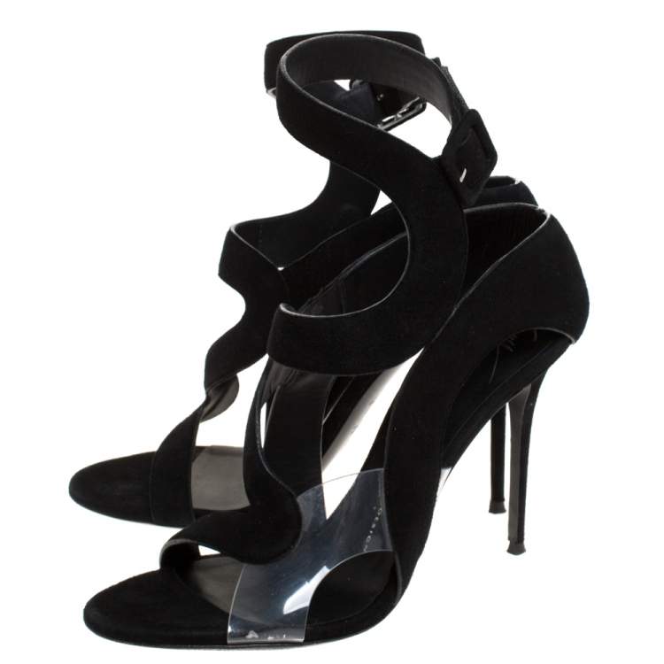 مملوكة مسبقًا Giuseppe Zanotti  Black Suede and PVC Summer Sandals Size 40