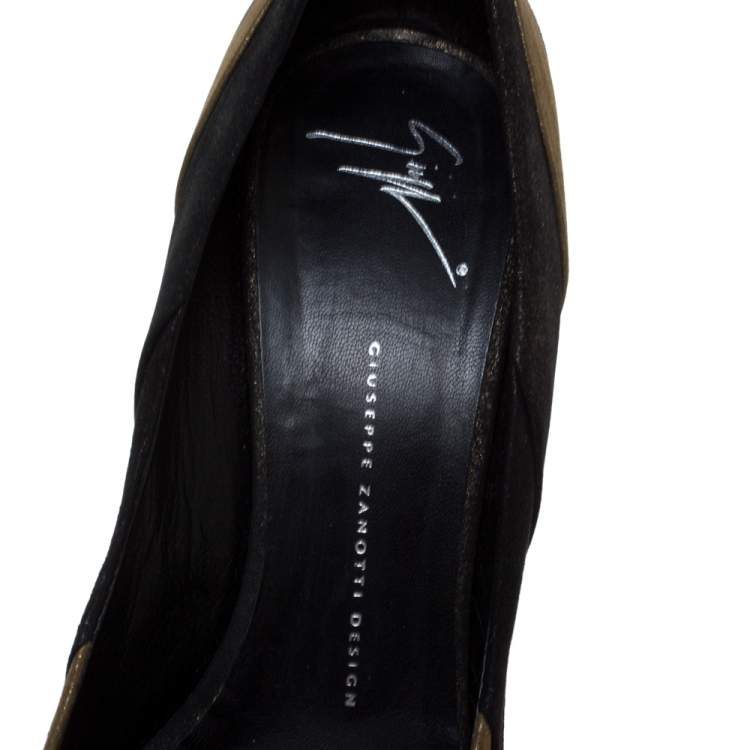 Pre Owned Giuseppe Zanotti Tricolor Suede Platform Peep Toe Pumps Size 41