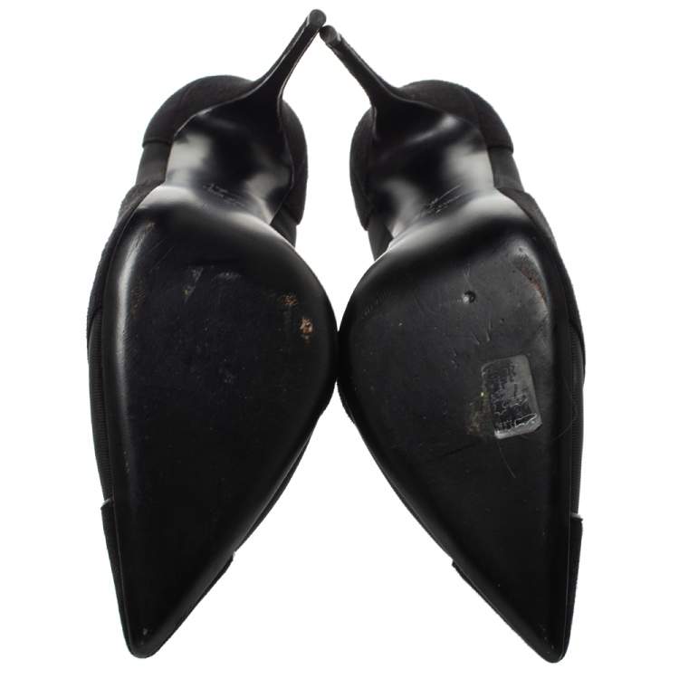 Pre Owned Giuseppe Zanotti Black Suede and Mesh Pointed Toe Pumps Size 41