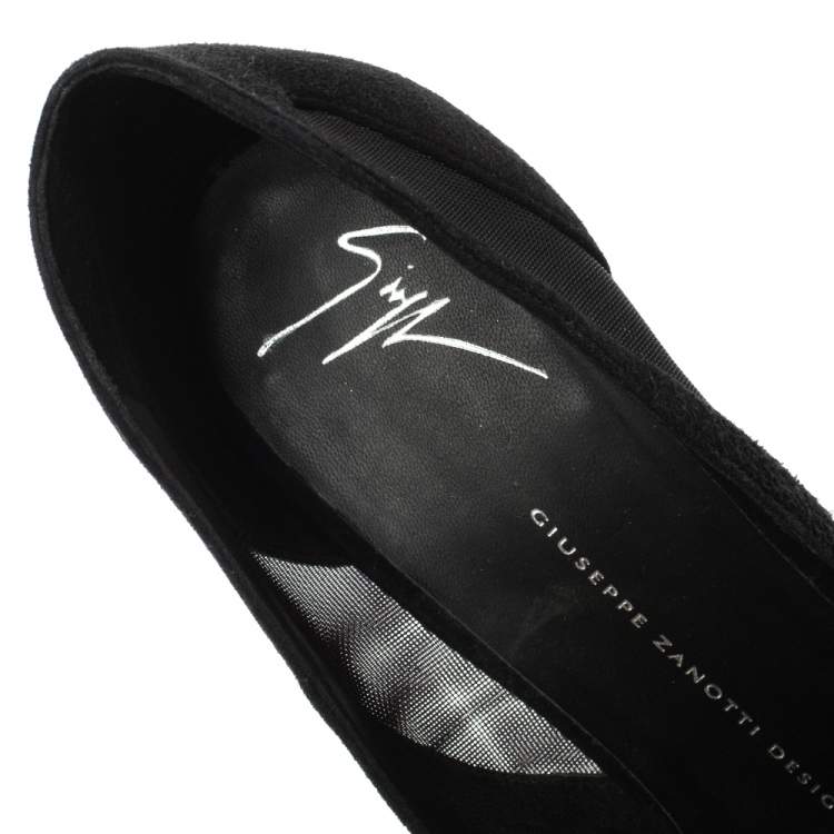 Pre Owned Giuseppe Zanotti Black Suede and Mesh Pointed Toe Pumps Size 41