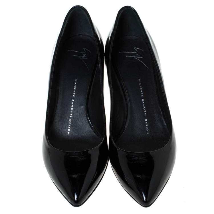 Pre Owned Giuseppe Zanotti Black Patent Leather Pointed Toe Pumps Size 37
