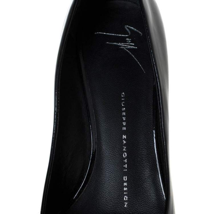 Pre Owned Giuseppe Zanotti Black Patent Leather Pointed Toe Pumps Size 37