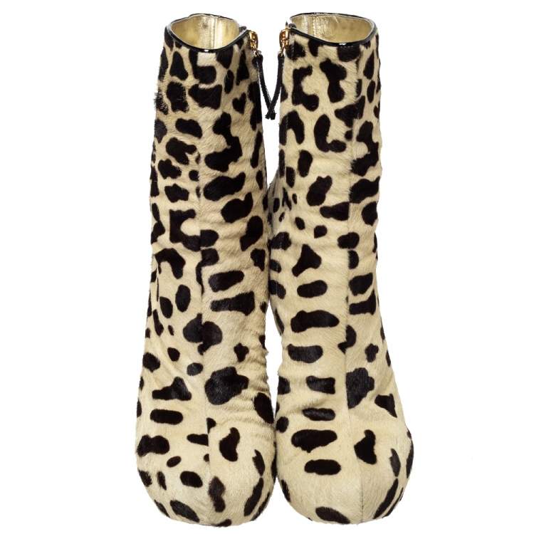Pre Owned Giuseppe Zanotti Two Tone Pony Hair Mid Calf Boots Size 40