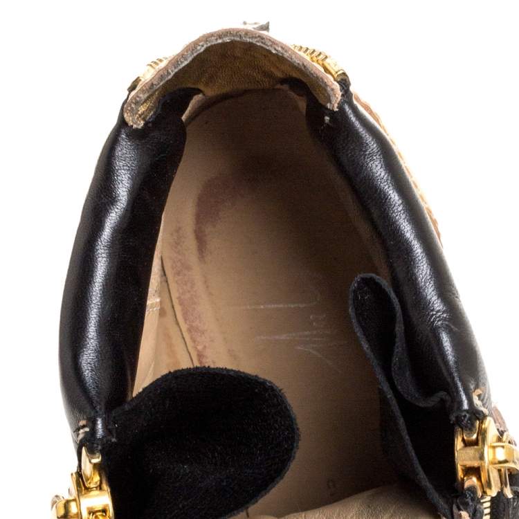 Pre Owned Giuseppe Zanotti Tricolor Suede Leather Wedge Sneakers Size 38