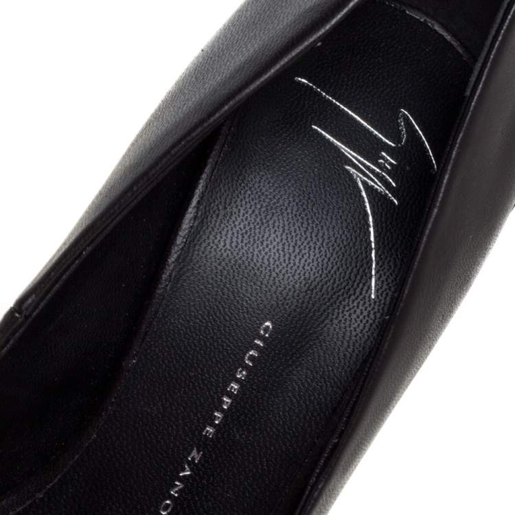 Pre Owned Giuseppe Zanotti Black Leather Platform Metal Heel Pumps Size 36