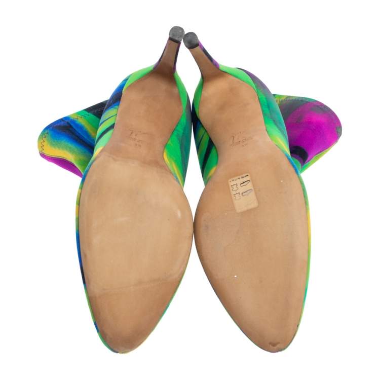 Pre Owned Giuseppe Zanotti Multicolor Tie Dye Stretch Fabric Sock Ankle Boots Size 39