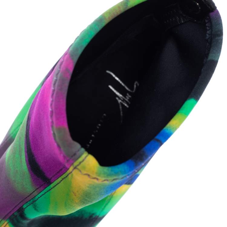 Pre Owned Giuseppe Zanotti Multicolor Tie Dye Stretch Fabric Sock Ankle Boots Size 39