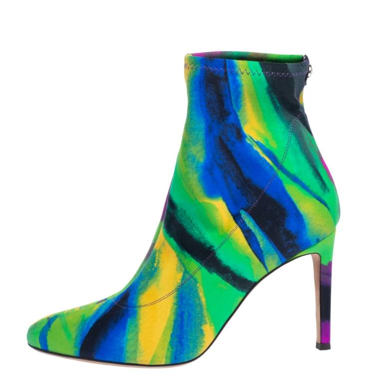 Pre Owned Giuseppe Zanotti Multicolor Tie Dye Stretch Fabric Sock Ankle Boots Size 39