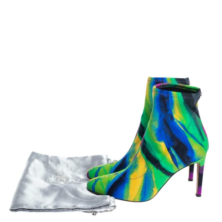 Pre Owned Giuseppe Zanotti Multicolor Tie Dye Stretch Fabric Sock Ankle Boots Size 39