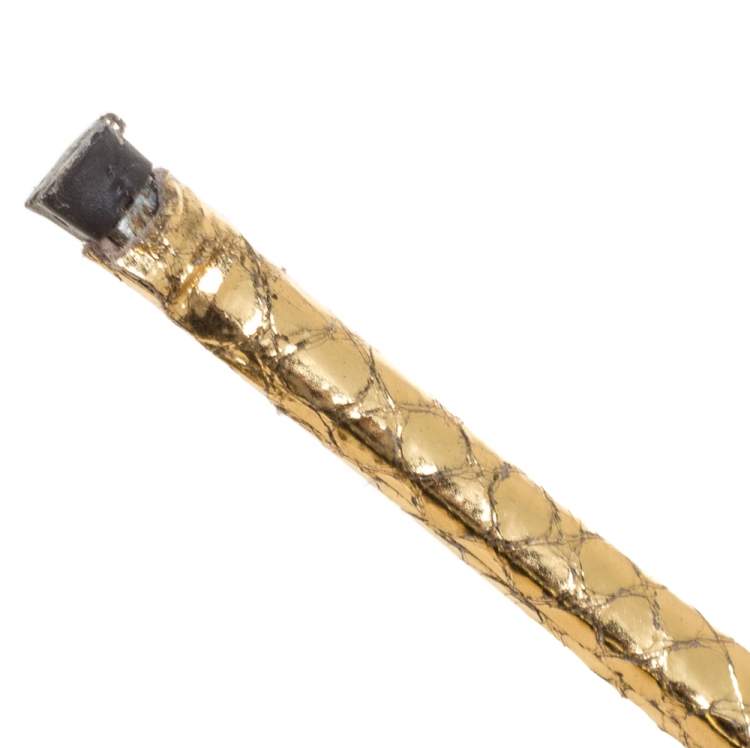 Pre Owned Giuseppe Zanotti Metallic Gold Snakeskin Effect Leather Andrea Mules Size 37.5