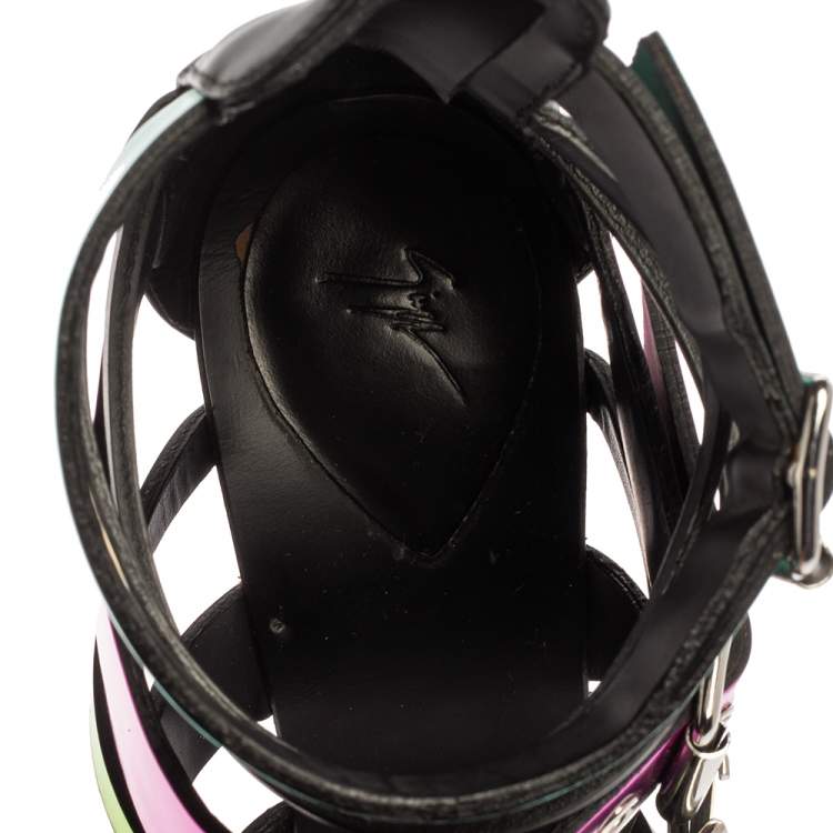 Pre Owned Giuseppe Zanotti Multicolor Metallic Patent Leather Sandals Size 36