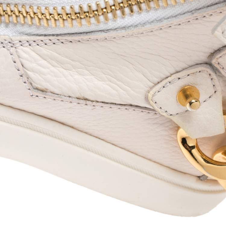 Pre Owned Giuseppe Zanotti White Leather Double Zip High Top Sneakers Size 36.5