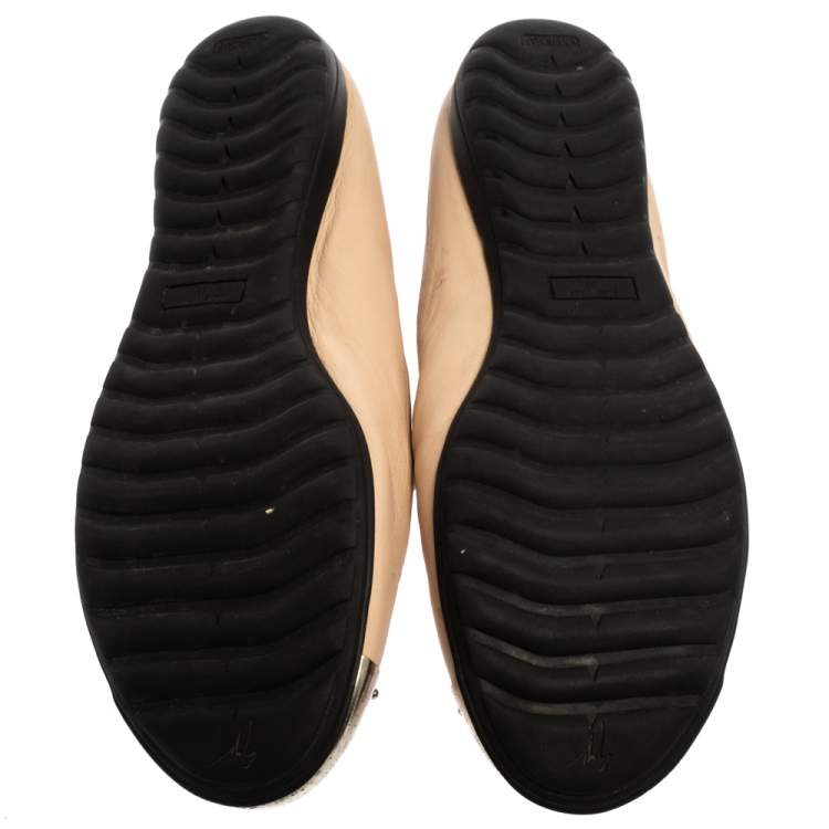 Pre Owned Giuseppe Zanotti Beige Leather Embellished Smoking Slippers Size 39