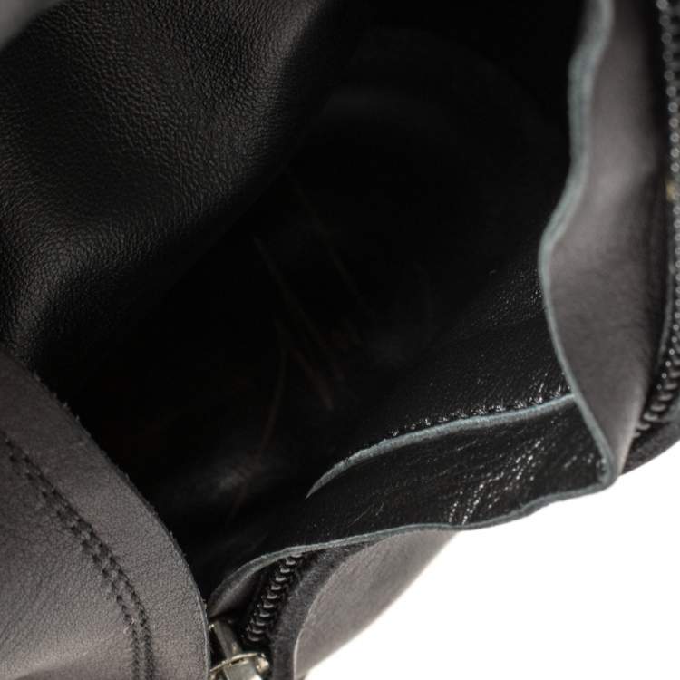 Pre Owned Giuseppe Zanotti Black Leather Knee Length Block Heel Boots Size 37