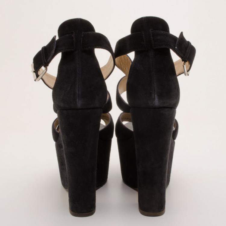 Pre Owned Giuseppe Zanotti Black Suede Platform Sandals Size 41