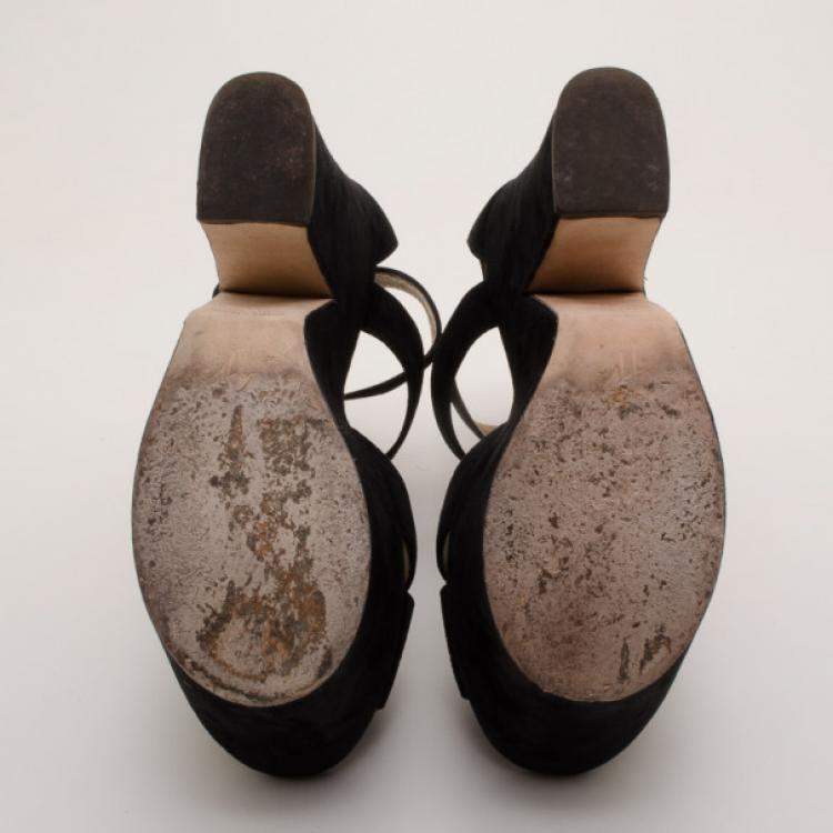Pre Owned Giuseppe Zanotti Black Suede Platform Sandals Size 41