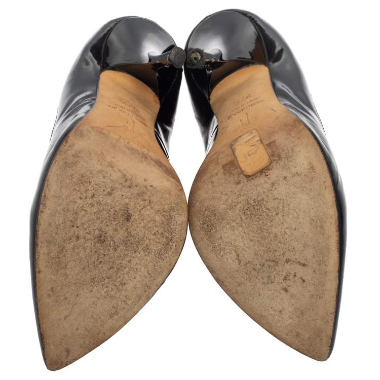 مملوكة مسبقًا Giuseppe Zanotti Black Patent Leather Pointed Toe Pumps Size 37.5
