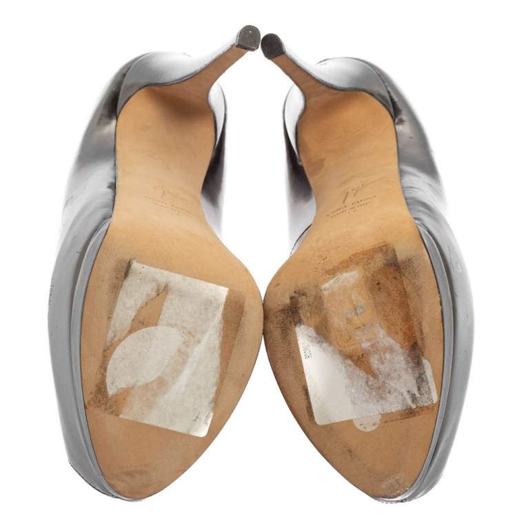 Pre Owned Giuseppe Zanotti Metallic Leather Platform Pumps Size 37