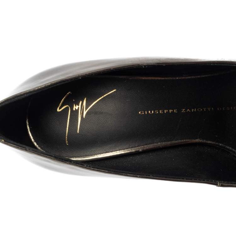Pre Owned Giuseppe Zanotti Metallic Leather Platform Pumps Size 37