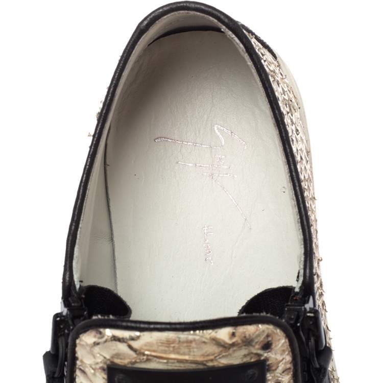 Pre Owned Giuseppe Zanotti Multicolor Python Embossed Leather Devon Slip On Sneakers Size 40