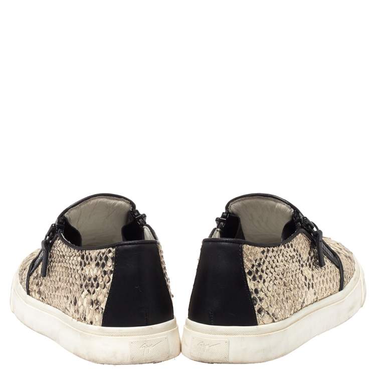 Pre Owned Giuseppe Zanotti Multicolor Python Embossed Leather Devon Slip On Sneakers Size 40