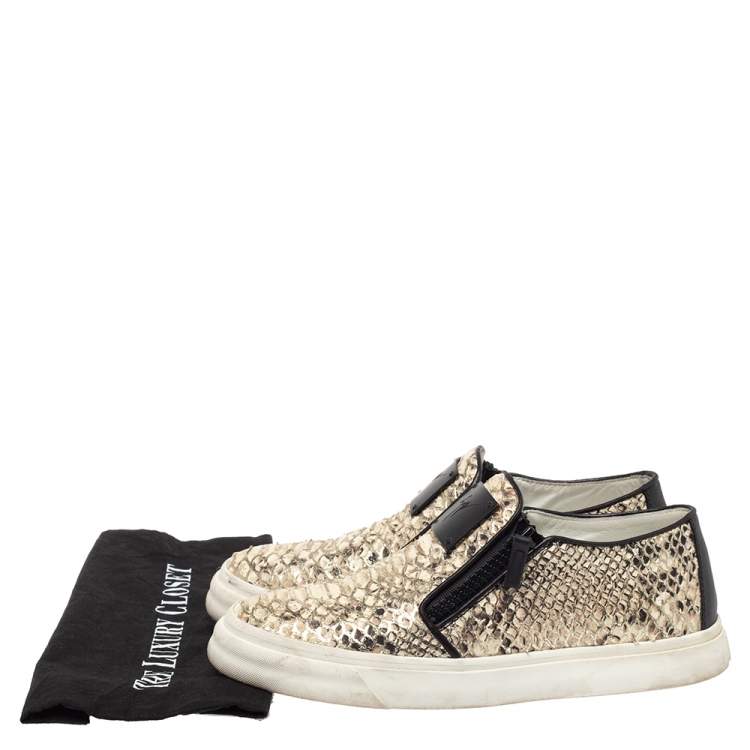 Pre Owned Giuseppe Zanotti Multicolor Python Embossed Leather Devon Slip On Sneakers Size 40