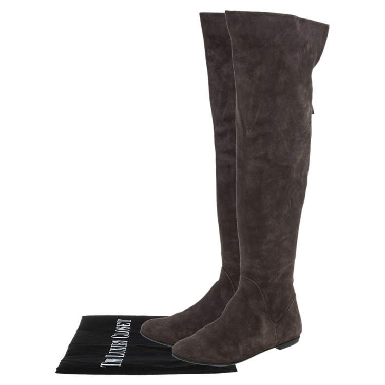 Pre Owned Giuseppe Zanotti Grey Suede  Knee Length  Boots Size 40