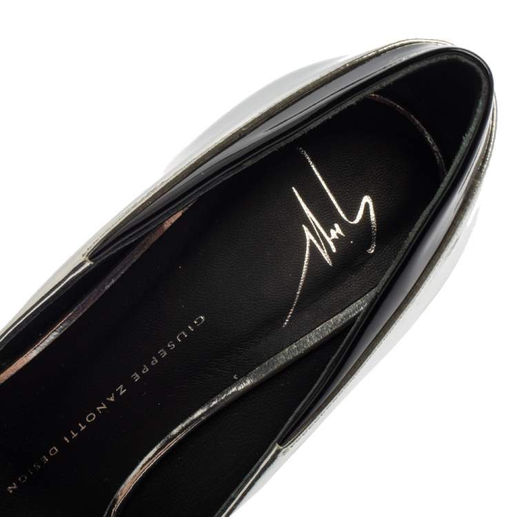 Pre Owned Giuseppe Zanotti Metallic Silver Leather Cap Toe Pointed Pumps Size 38