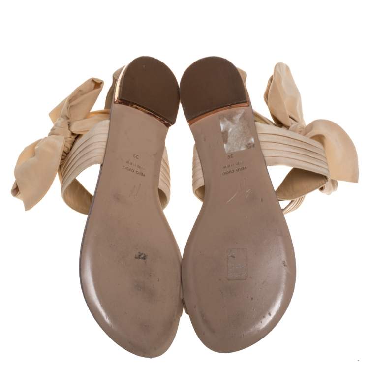 Pre Owned Giuseppe Zanotti Beige Fabric And Suede Flat Sandals Size 39