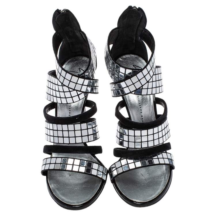 Pre Owned Giuseppe Zanotti Black Suede  Embellished Sandals Size 38