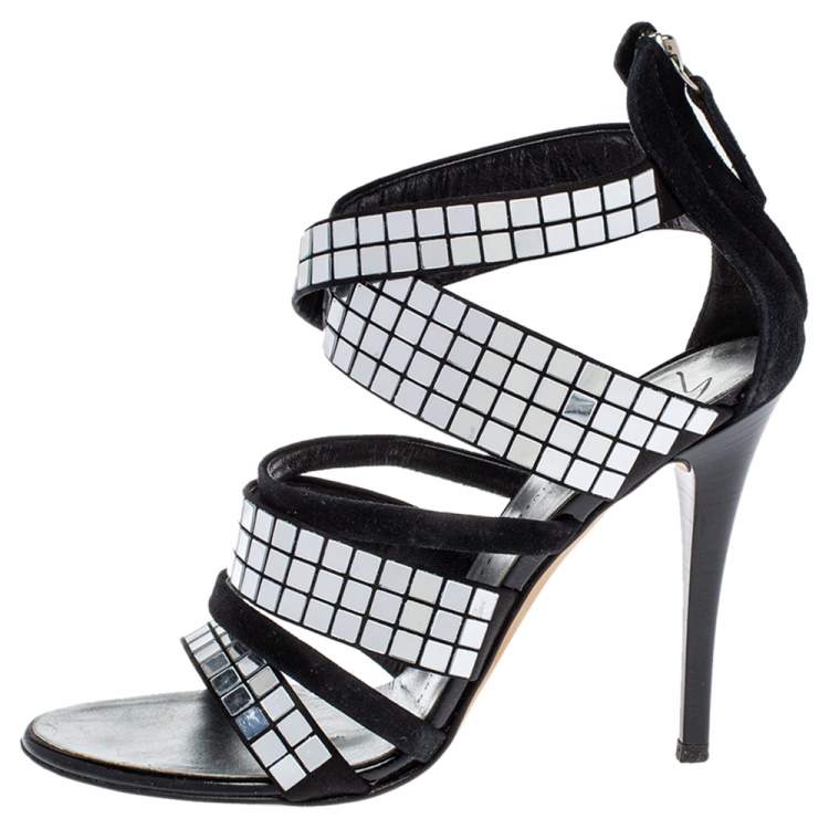 Pre Owned Giuseppe Zanotti Black Suede  Embellished Sandals Size 38