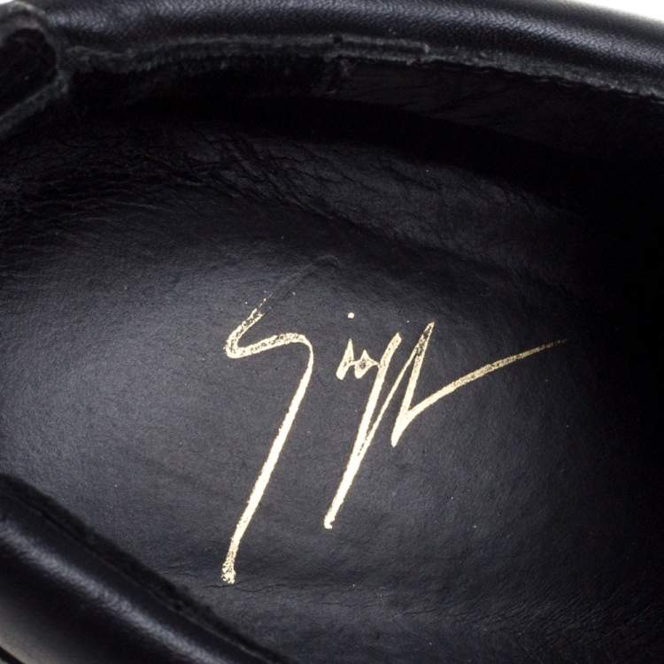 Pre Owned Giuseppe Zanotti Black Leather Wedge Sneakers Size 36