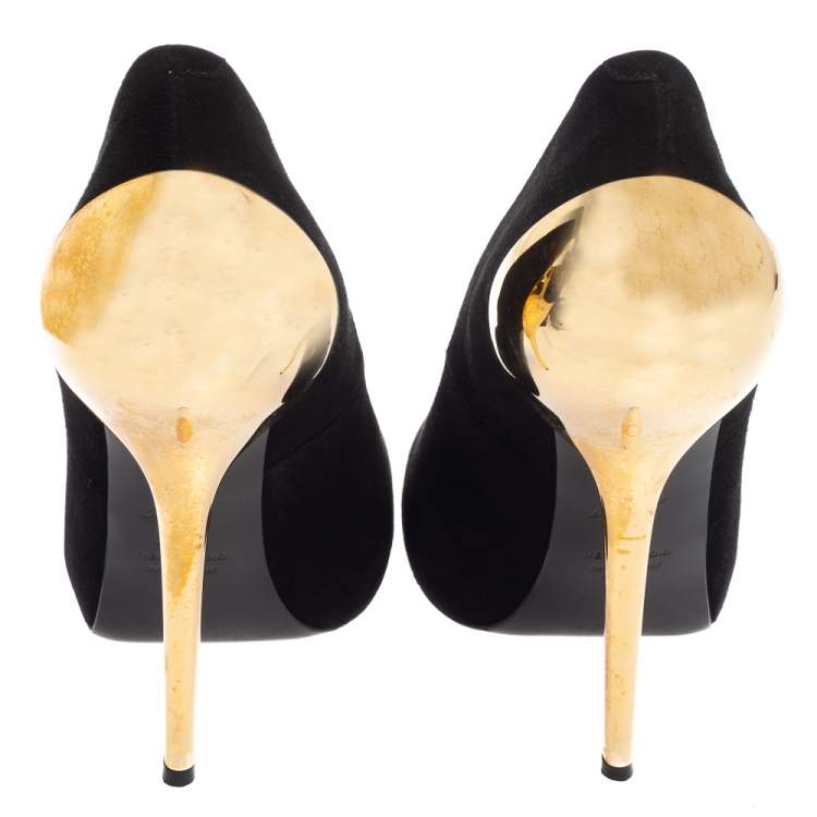 Pre Owned Giuseppe Zanotti Black Suede Round Toe  Pumps Size 40