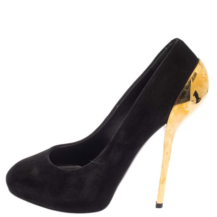 Pre Owned Giuseppe Zanotti Black Suede Round Toe  Pumps Size 40