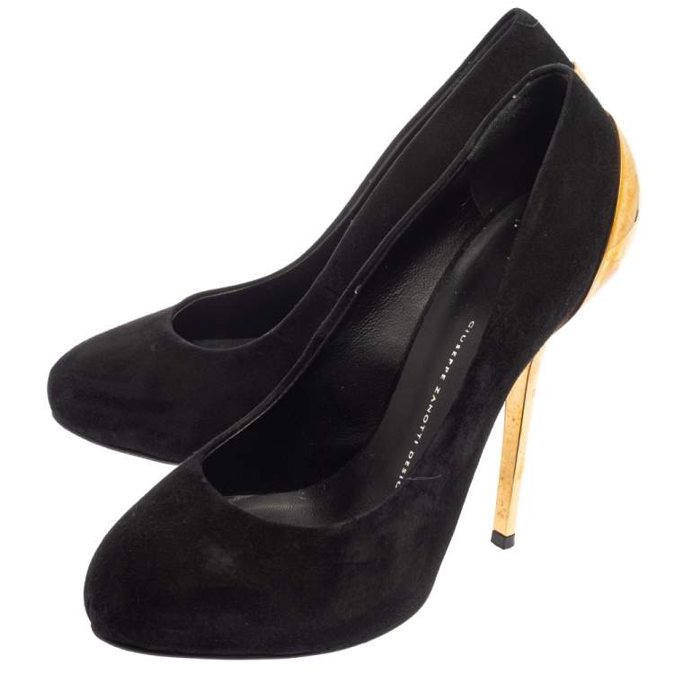 Pre Owned Giuseppe Zanotti Black Suede Round Toe  Pumps Size 40