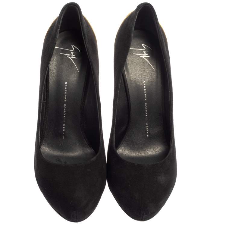 Pre Owned Giuseppe Zanotti Black Suede Round Toe  Pumps Size 40