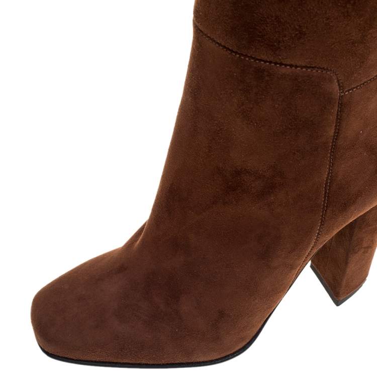 Pre Owned Giuseppe Zanotti Brown Suede Alabama Over The Knee Boots Size 36.5