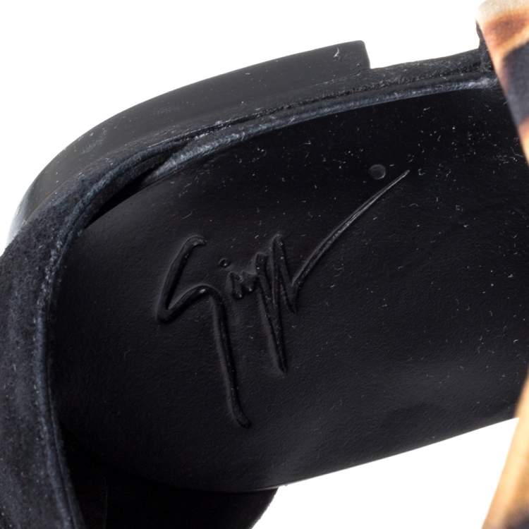 Pre Owned Giuseppe Zanotti Brown/Black Satin Sandals Size 39