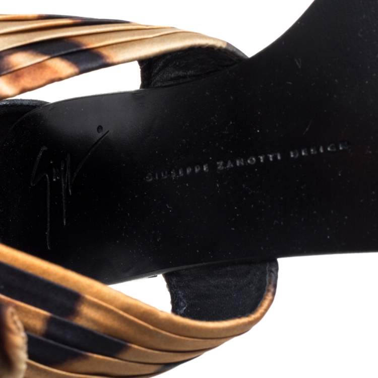 Pre Owned Giuseppe Zanotti Brown/Black Satin Sandals Size 39