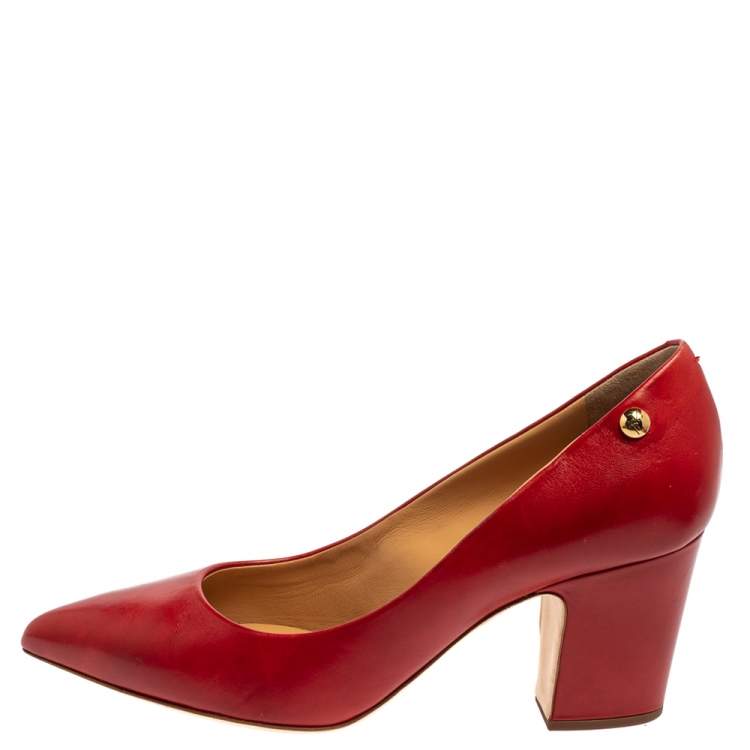 Pre Owned Giuseppe Zanotti Red Leather Pointed Toe Pumps Size 40