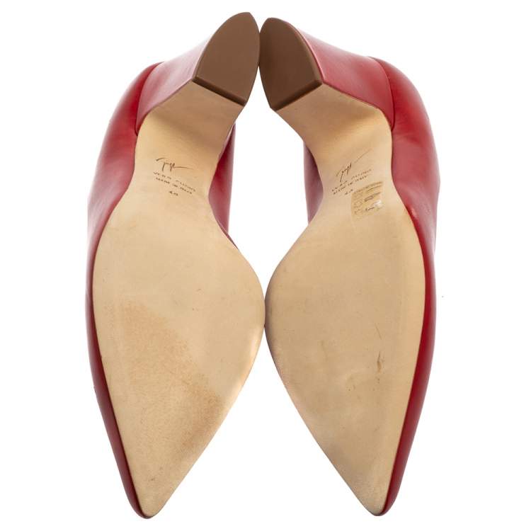 Pre Owned Giuseppe Zanotti Red Leather Pointed Toe Pumps Size 40