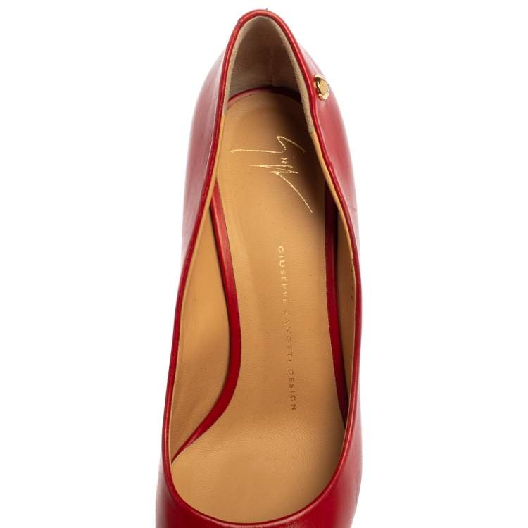 Pre Owned Giuseppe Zanotti Red Leather Pointed Toe Pumps Size 40